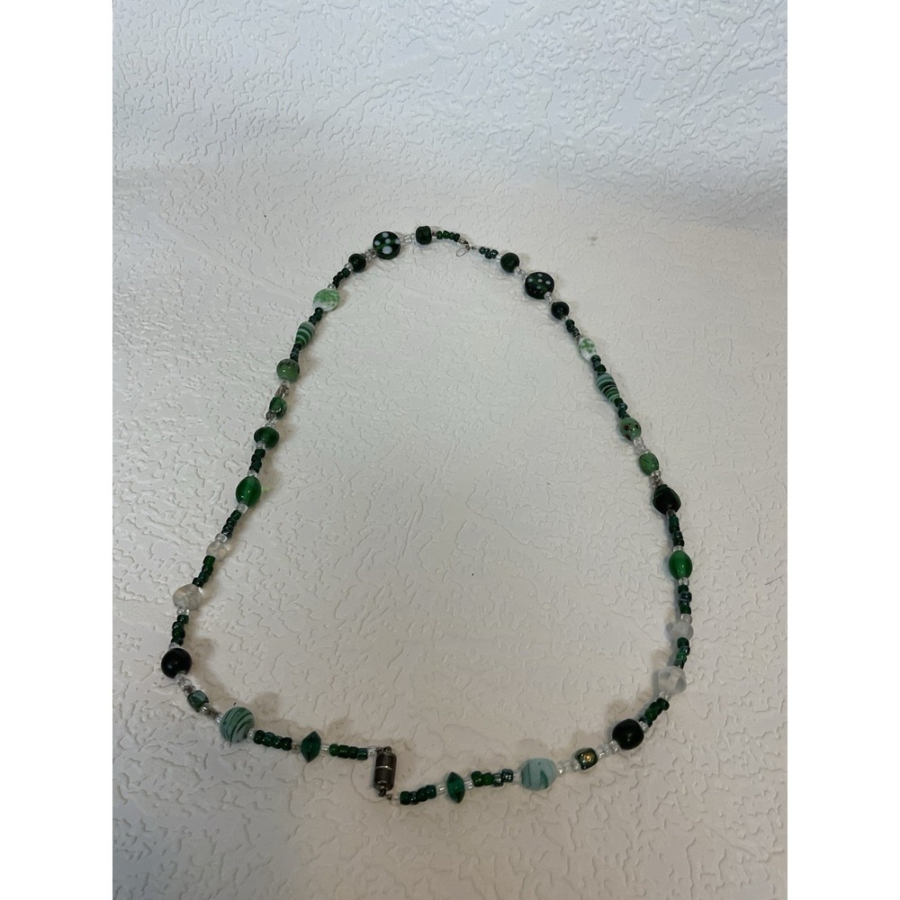 Handmade‎ Green Glass Beaded Necklace Artsy